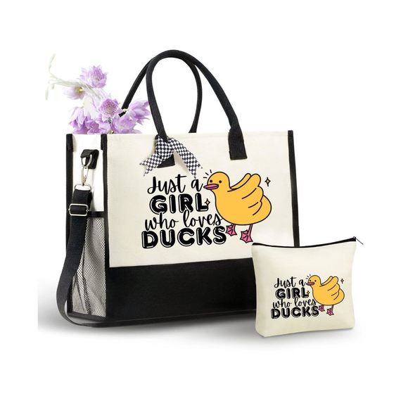 Duck Gifts Canvas Tote Bag Duck Lovers, Duck Bag With Top Zier :v - Picture 1 of 7